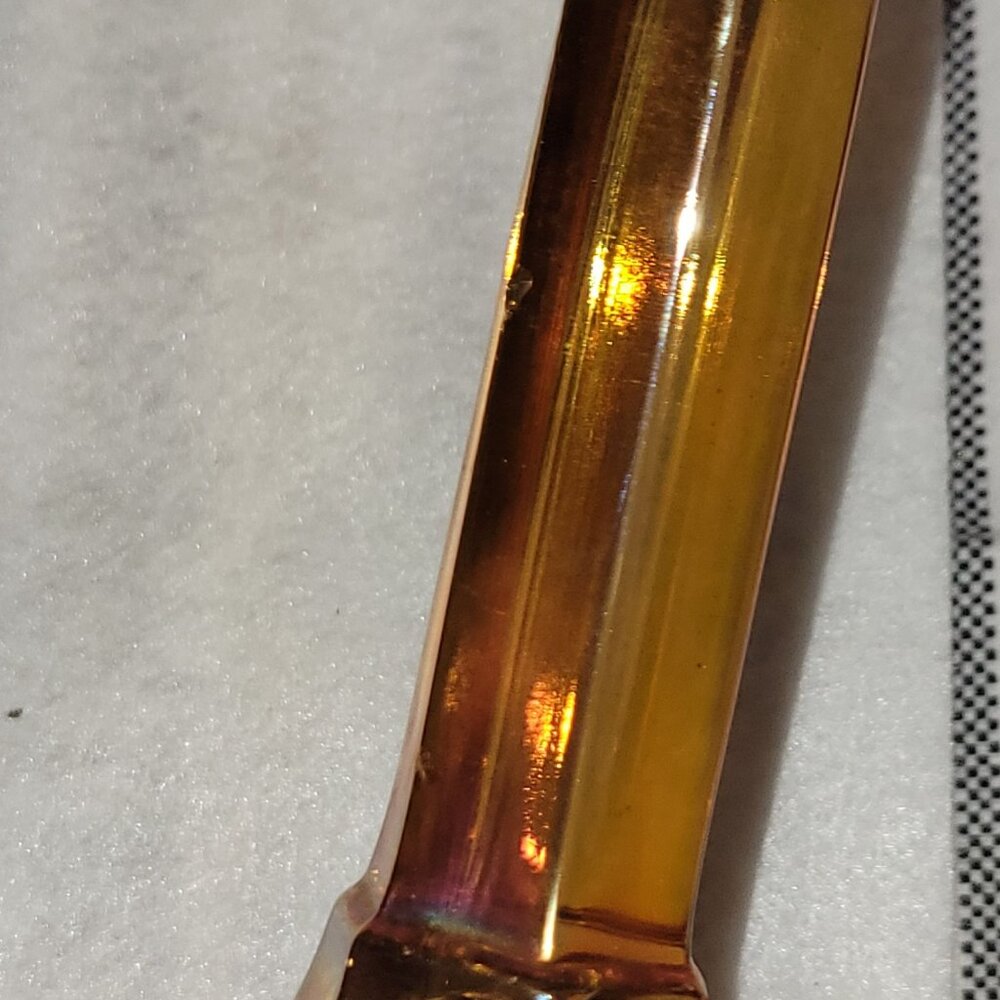 Iridescent Amber Glass Candlestick Holders - Pair - Picture 8 of 9